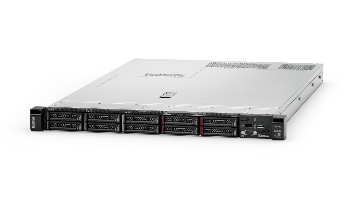 This image shows the Lenovo ThinkSystem SR630 in a front left-facing view
