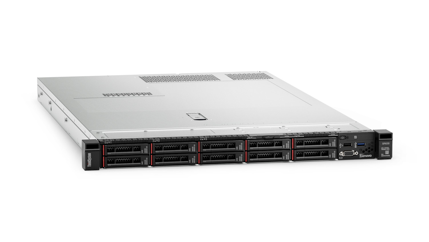 This image shows the Lenovo ThinkSystem SR630 in a front right-facing view